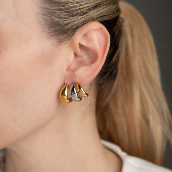 Silvana Δίχρωμα Σκουλαρίκια Τριπλοί Κρίκοι