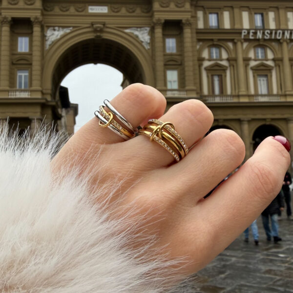 Eris Δίχρωμο Δαχτυλίδι Τρίβερο με Ζιργκόν