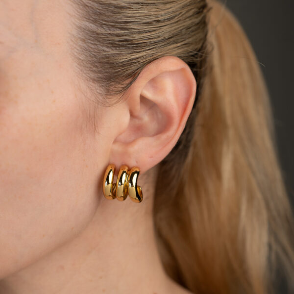 Yvette Gold Σκουλαρίκια Τριπλοί Κρίκοι