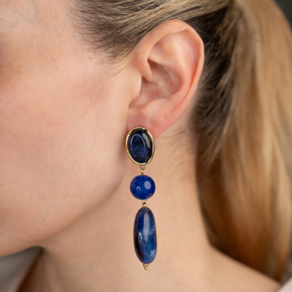 Reverie Blue Gold Σκουλαρίκια Κρεμαστά