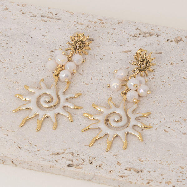 Solea White Gold Σκουλαρίκια Ήλιος