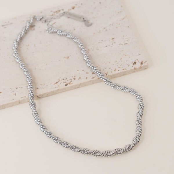 Twist Silver Κολιέ με Ατσάλινη Αλυσίδα