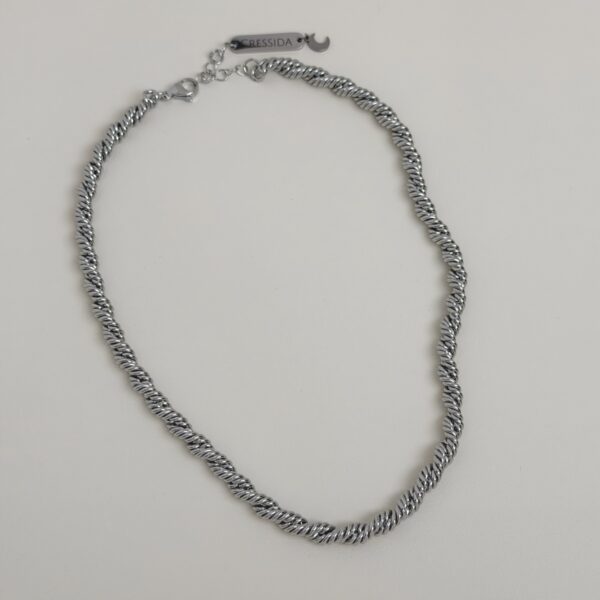 Twist Silver Κολιέ με Ατσάλινη Αλυσίδα
