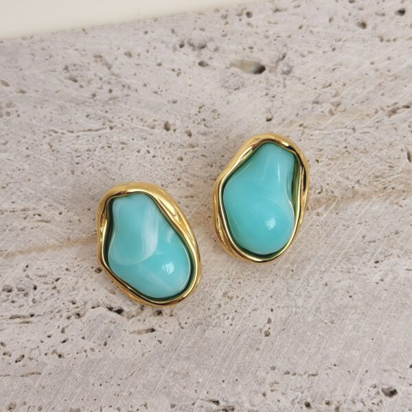 Luma Turquoise Gold Σκουλαρίκια